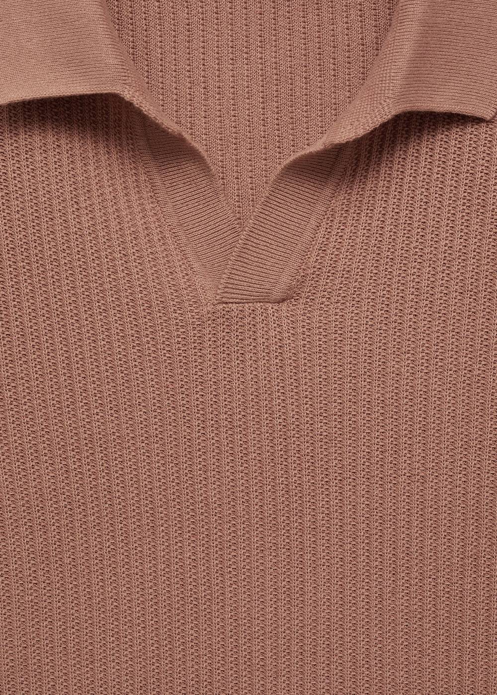 Mango Geripptes Strick-Poloshirt aus Baumwolle 50% Rabatt für begrenzte Zeit