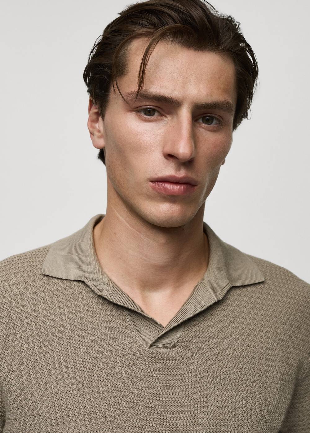 Mango Poloshirt aus Baumwolle mit Tencel in Flechtoptik Outlet