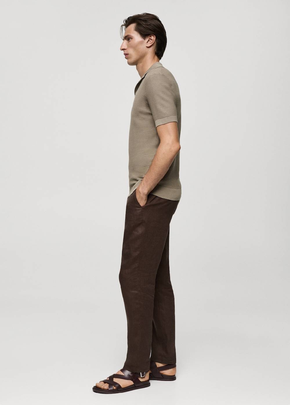 Mango Poloshirt aus Baumwolle mit Tencel in Flechtoptik Outlet