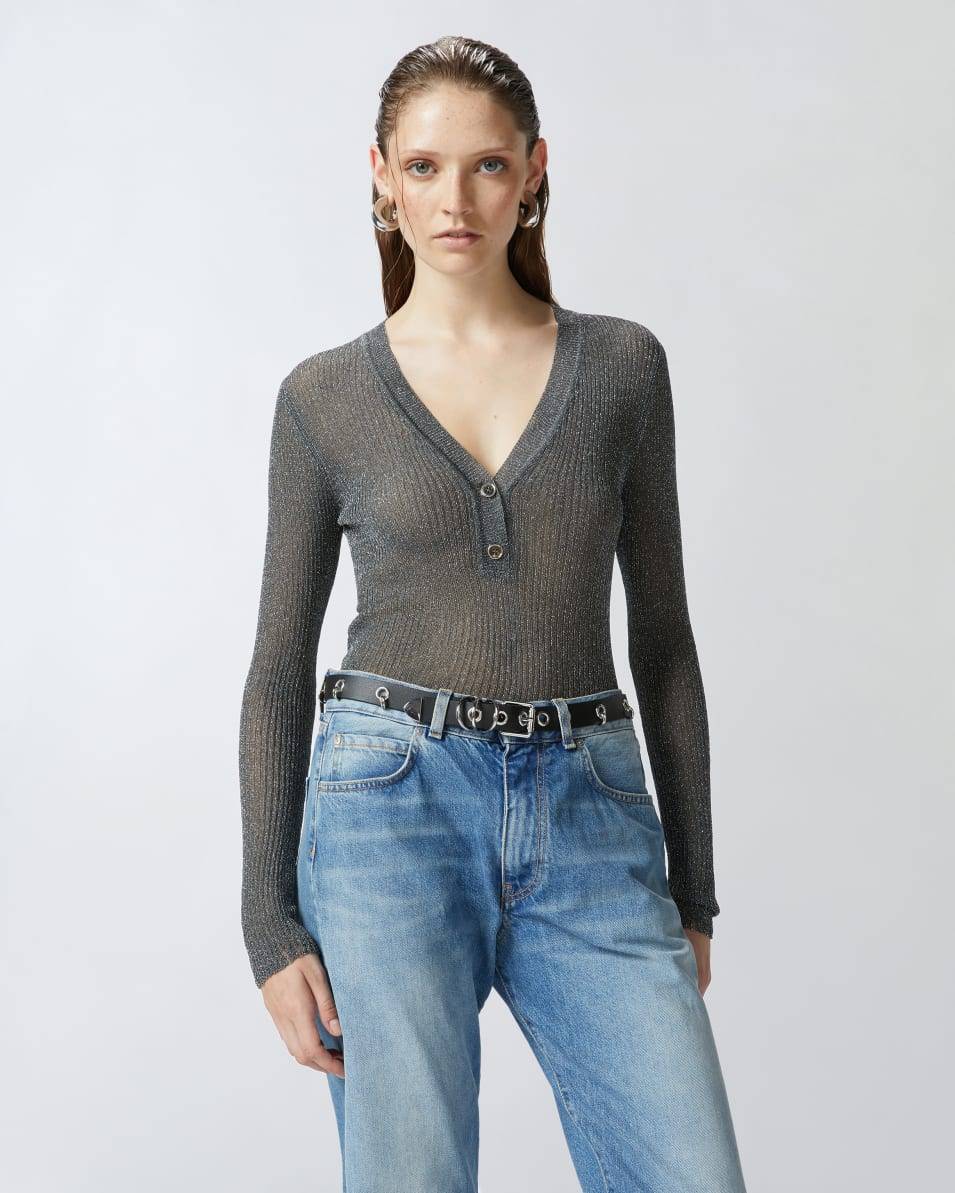 Pinko Leichter Langarmpullover im Rippstrick Tiefpreis