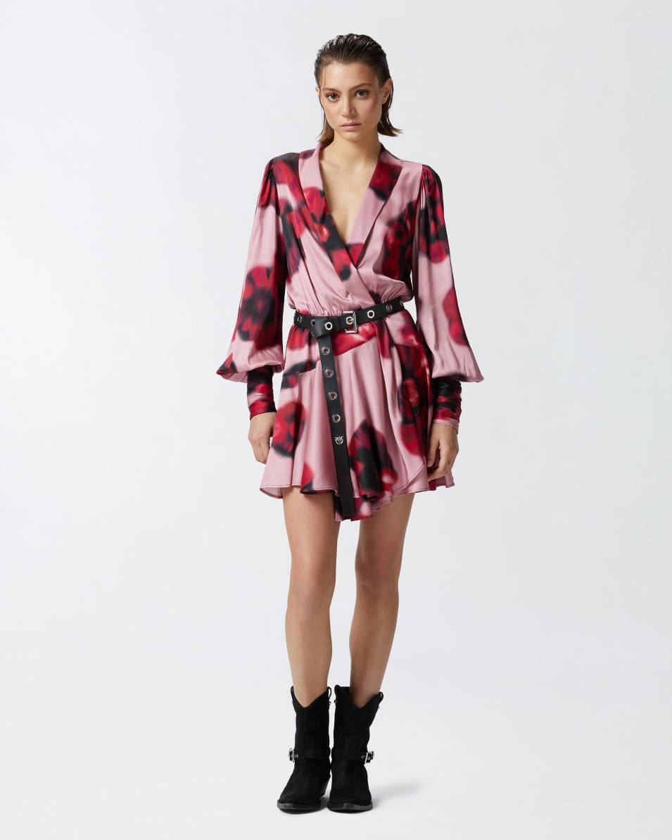 Pinko Tief ausgeschnittenes Minikleid mit Blumenprint Bis zu 50% Rabatt