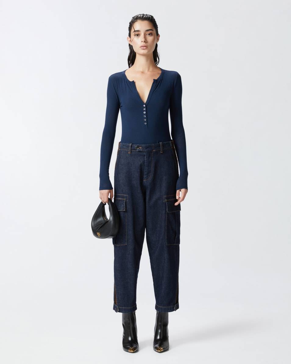 Pinko Dunkelblaue Cargo-Jeans mit Maxitaschen Sonderangebot der Fabrik