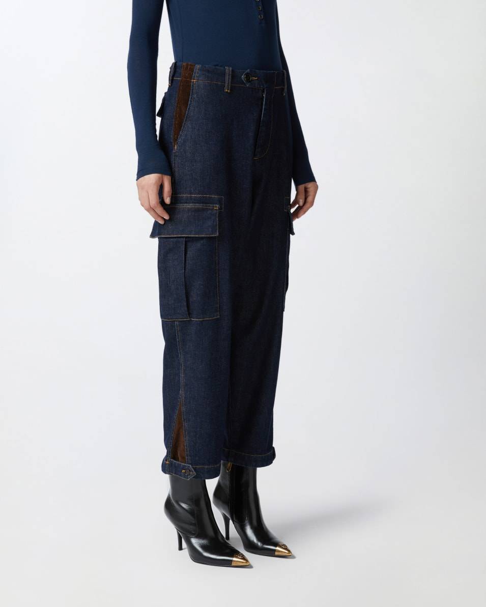 Pinko Dunkelblaue Cargo-Jeans mit Maxitaschen Sonderangebot der Fabrik