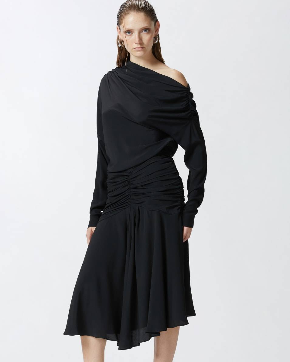Pinko Crêpe-Midikleid mit Drapierungen aus Seidenmix Discount Store für neue Produkte