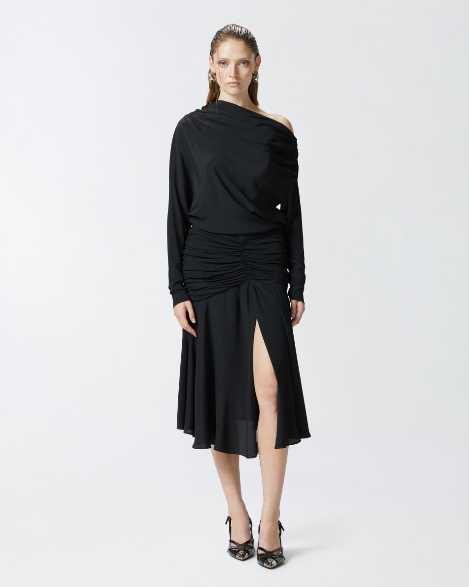 Pinko Crêpe-Midikleid mit Drapierungen aus Seidenmix Discount Store für neue Produkte