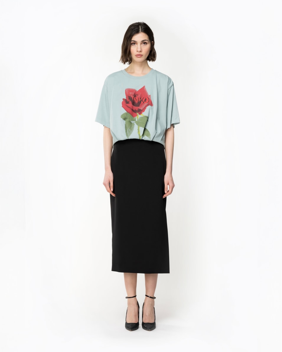 Pinko Cropped-T-Shirt mit Rosen-Print Zeitlich begrenztes Angebot