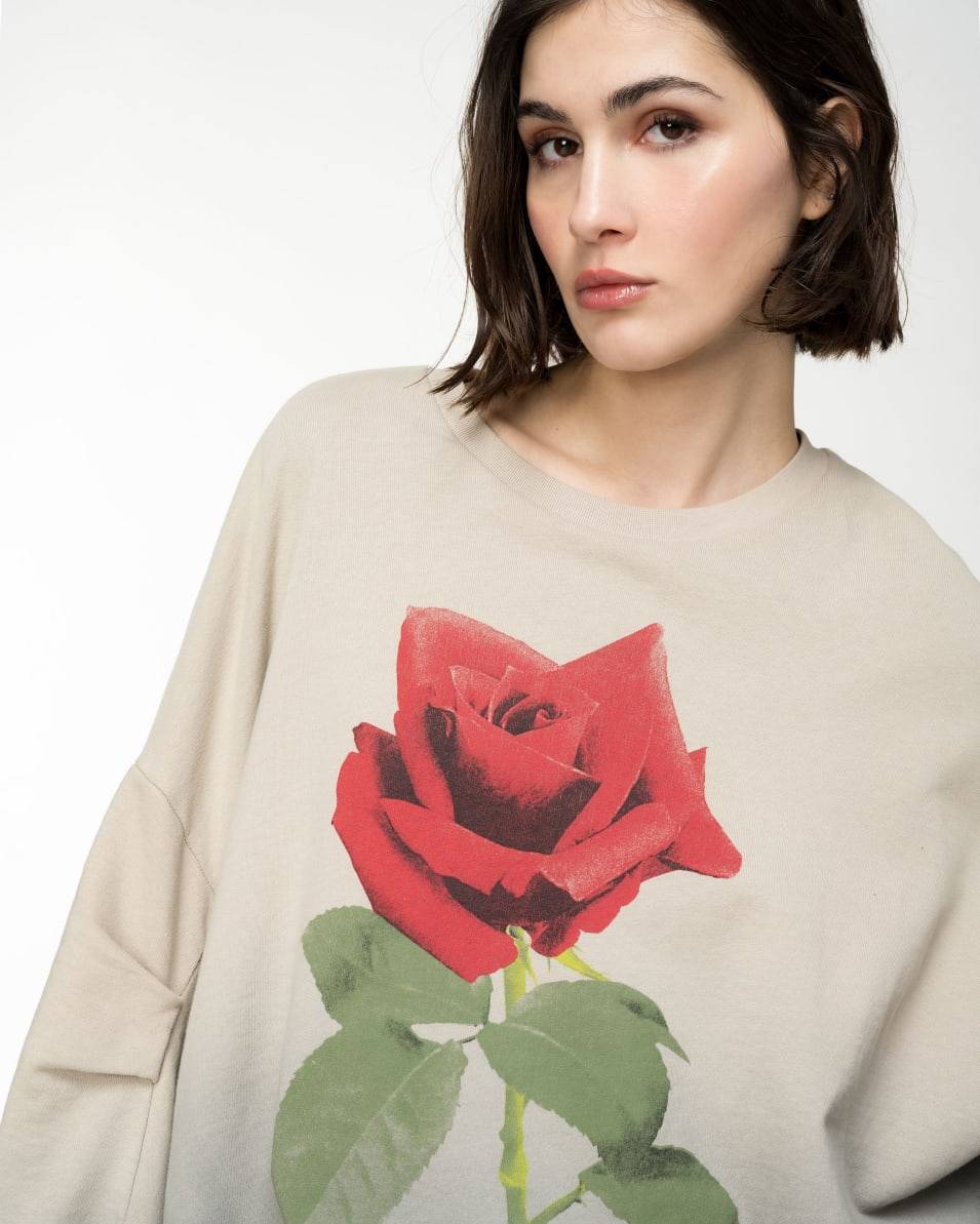 Pinko Farbverlauf-Sweatshirt mit Rosen-Print Bestseller