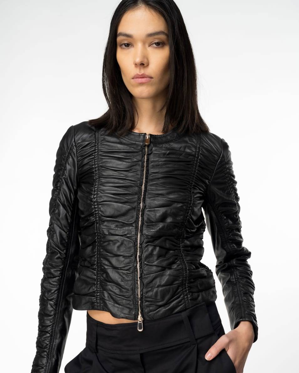 Pinko Jacke aus gerafftem Nappaleder Sonderangebote