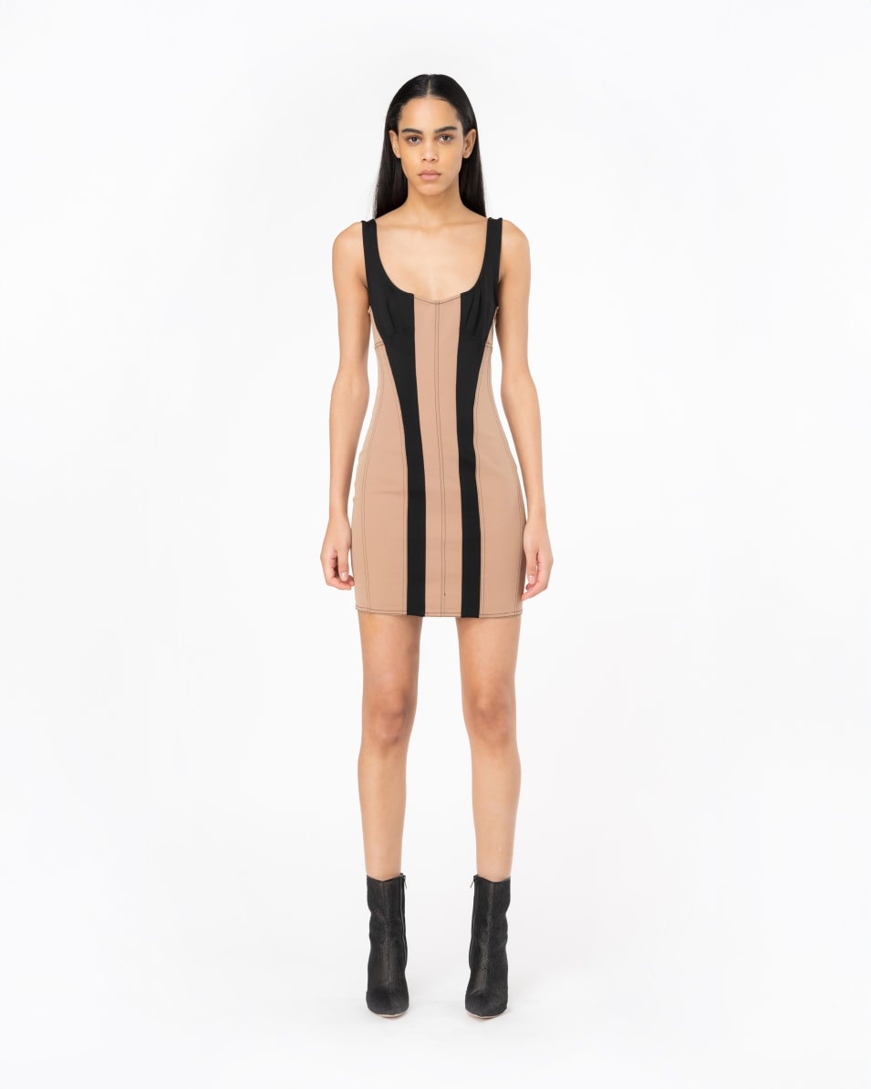Pinko Anliegendes Bimaterial-Minikleid Fabrikladen