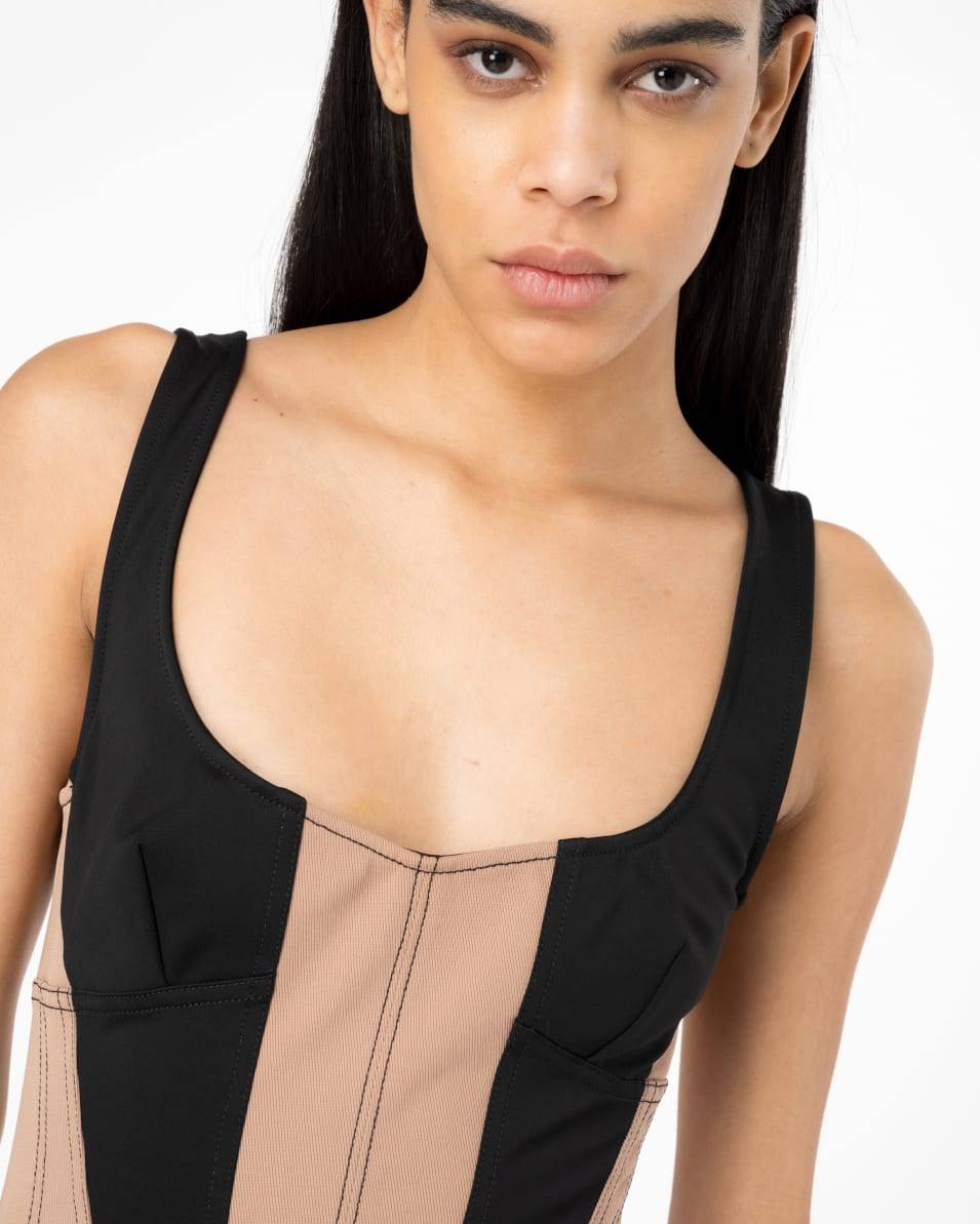 Pinko Anliegendes Bimaterial-Minikleid Fabrikladen