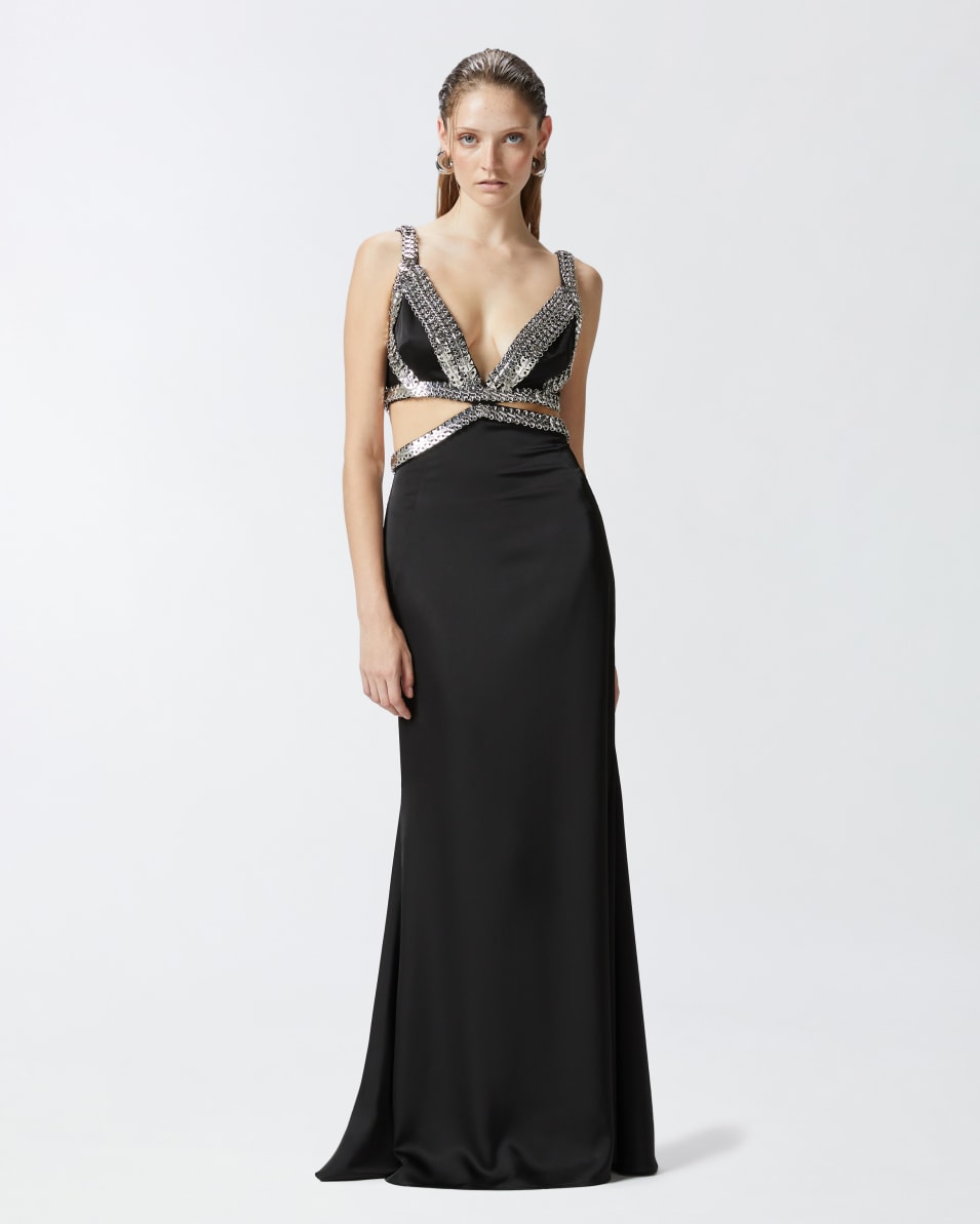 Pinko Elegantes langes Kleid mit Metallic-Stickerei Vatertagsangebot