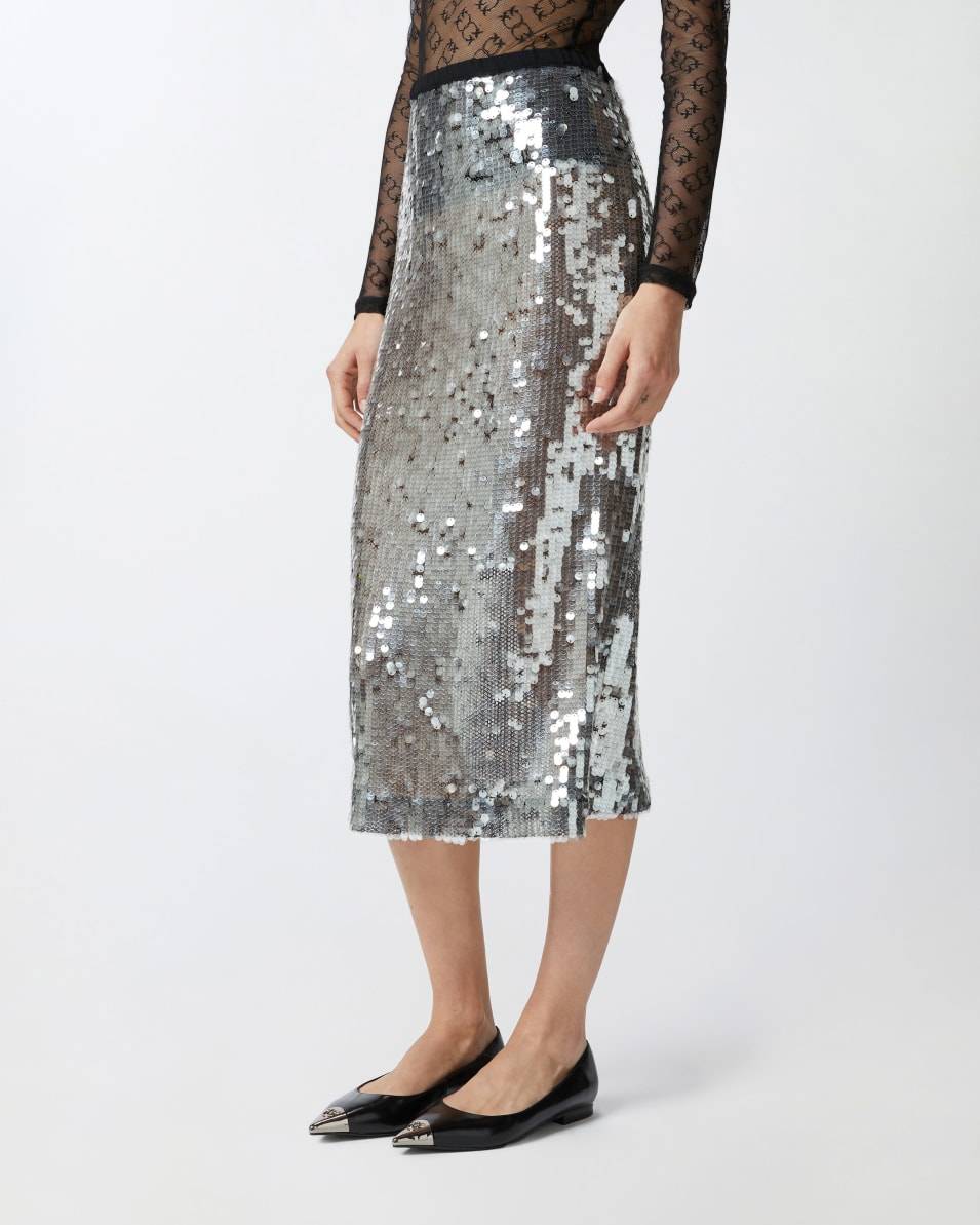Pinko Bleistiftrock aus paillettenbesetztem Mesh-Gewebe Online Outlet