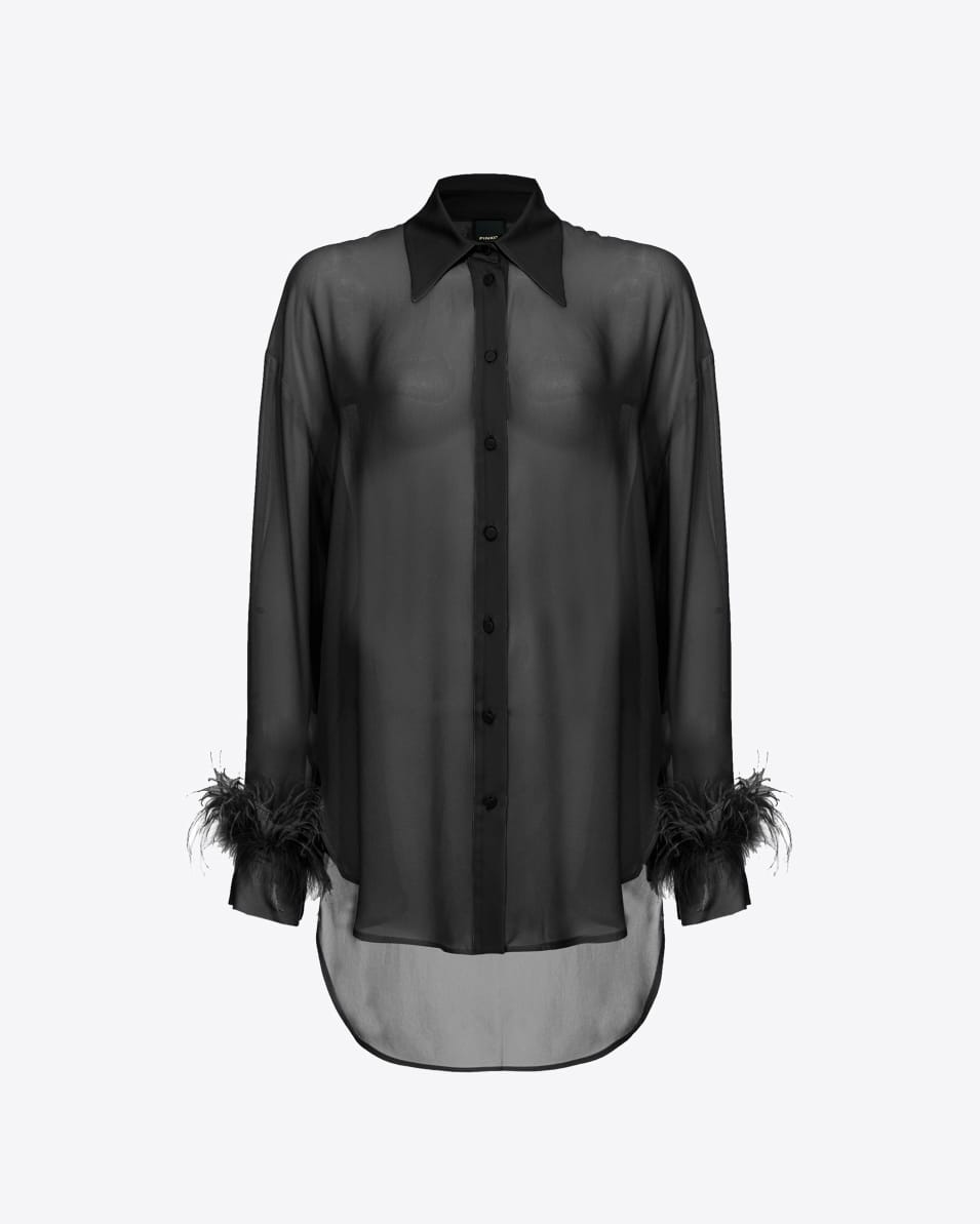 Pinko Lange Hemdbluse mit Federn Große Rabatte