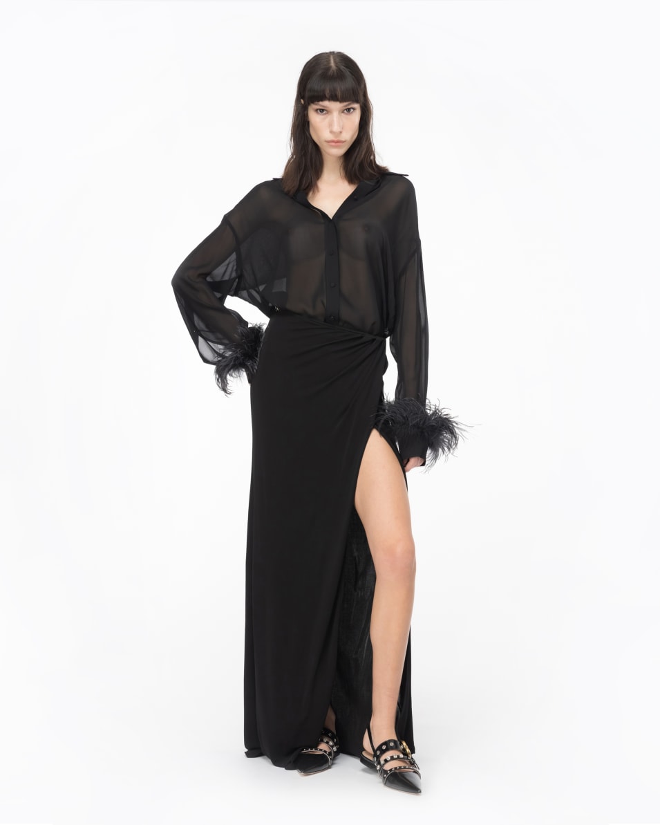 Pinko Lange Hemdbluse mit Federn Große Rabatte