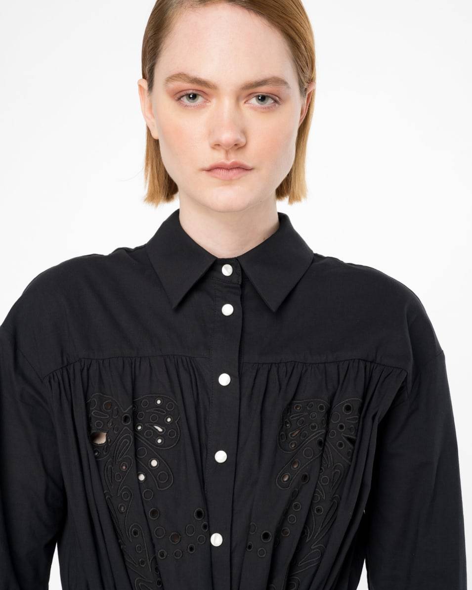 Pinko Hemdblusenkleid mit Lochspitze im Rodeo-Stil Räumungsverkauf