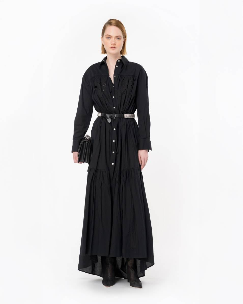 Pinko Hemdblusenkleid mit Lochspitze im Rodeo-Stil Räumungsverkauf
