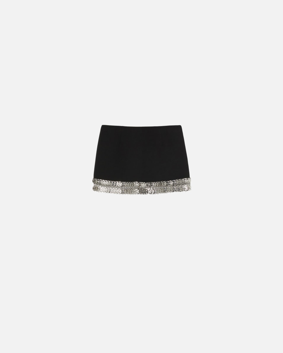 Pinko Minirock aus Crêpe mit Metallic-Stickerei am Saum
