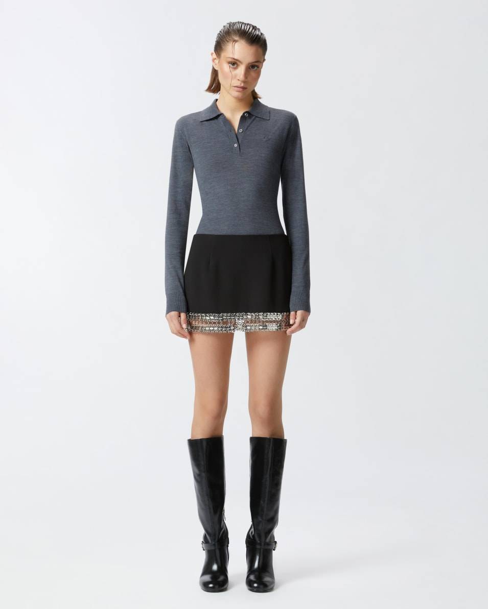 Pinko Minirock aus Crêpe mit Metallic-Stickerei am Saum Fabrikpreis
