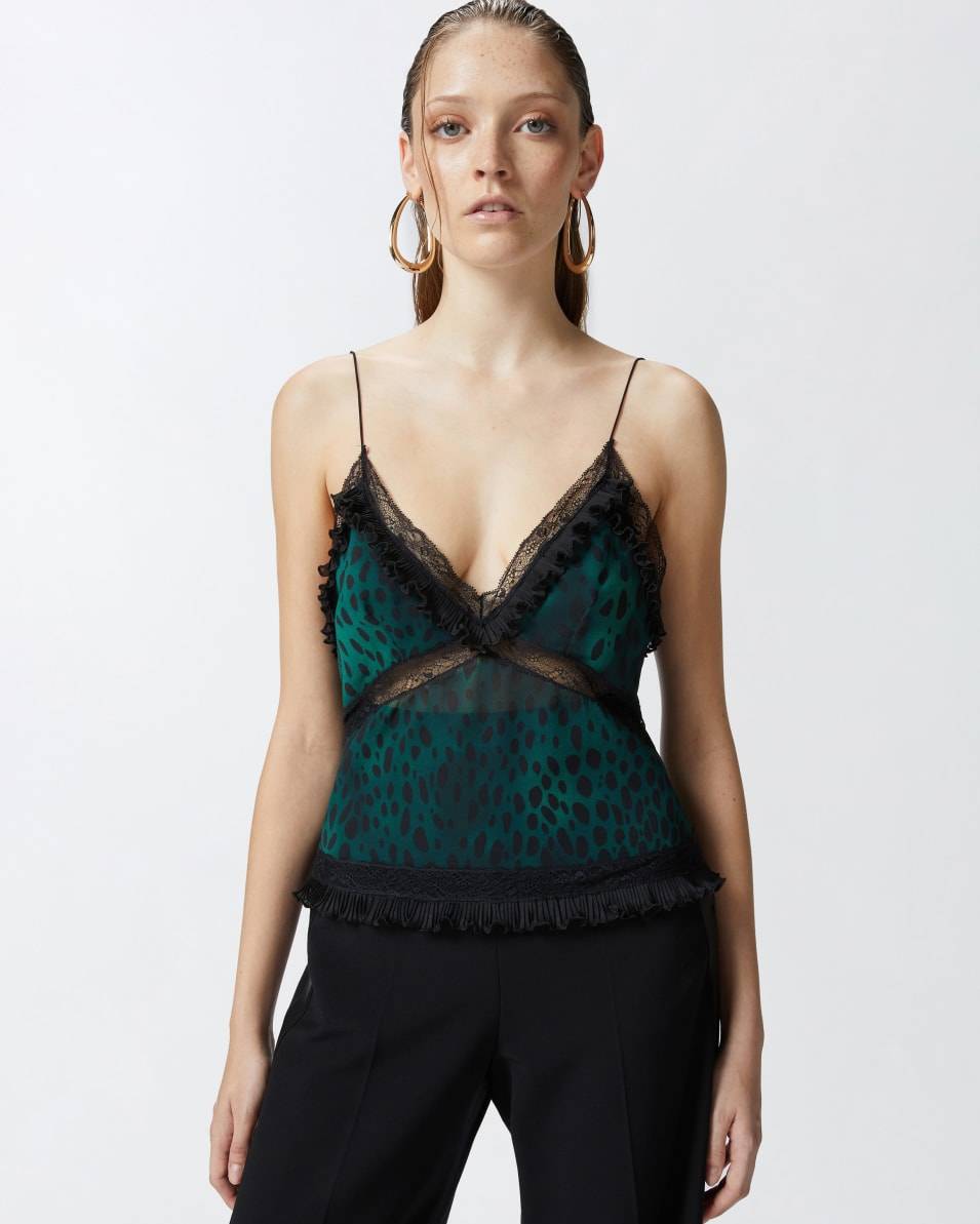 Pinko Leichtes Top mit Flecken-Print und Spitze Großer Ausverkauf