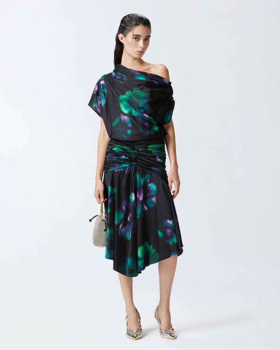 Pinko Midikleid mit Blumenprint in Verlaufsoptik und Drapierungen Exklusivangebot