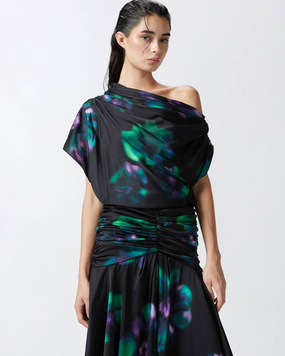 Pinko Midikleid mit Blumenprint in Verlaufsoptik und Drapierungen Exklusivangebot