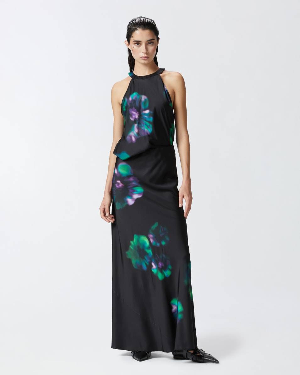 Pinko Langer Satinrock mit Blumenprint Preisnachlass