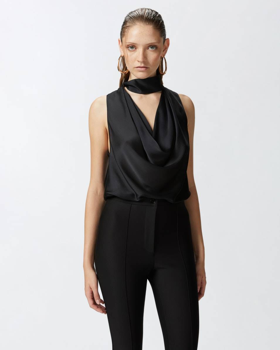 Pinko Drapiertes Top aus gekräuseltem Satin Black Friday