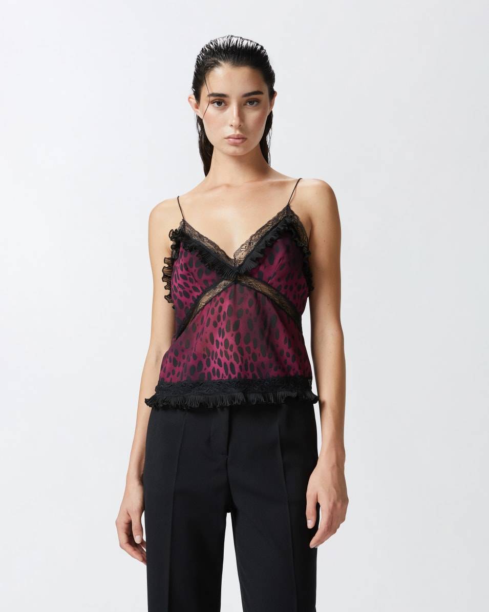 Pinko Leichtes Top mit Flecken-Print und Spitze Weihnachtsangebot