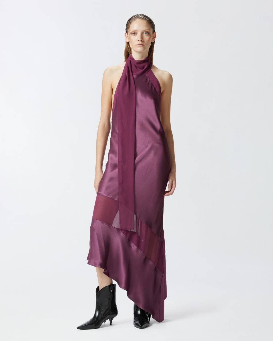 Pinko Rückenfreies Kleid aus Satin und Georgette Heißer Verkauf