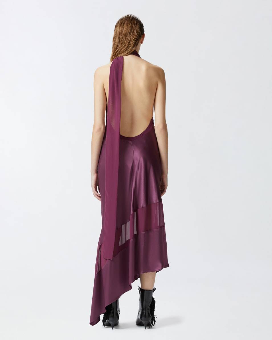 Pinko Rückenfreies Kleid aus Satin und Georgette Heißer Verkauf