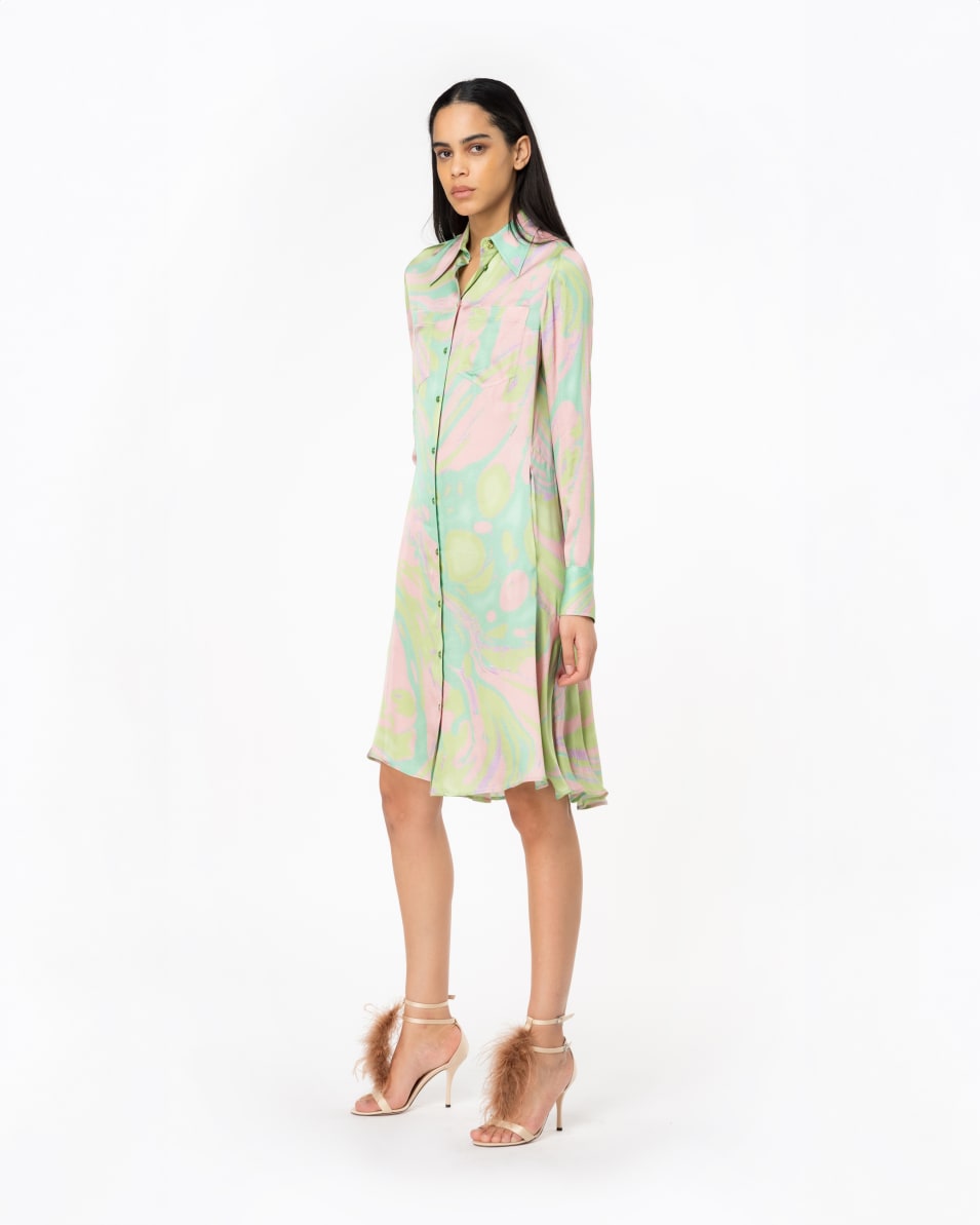 Pinko Hemdblusenkleid Satin Splash-Print Schlussverkauf