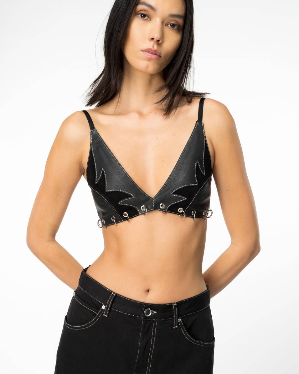 Pinko Rodeo-Top aus Leder und Veloursleder Vierteljährliche Förderung