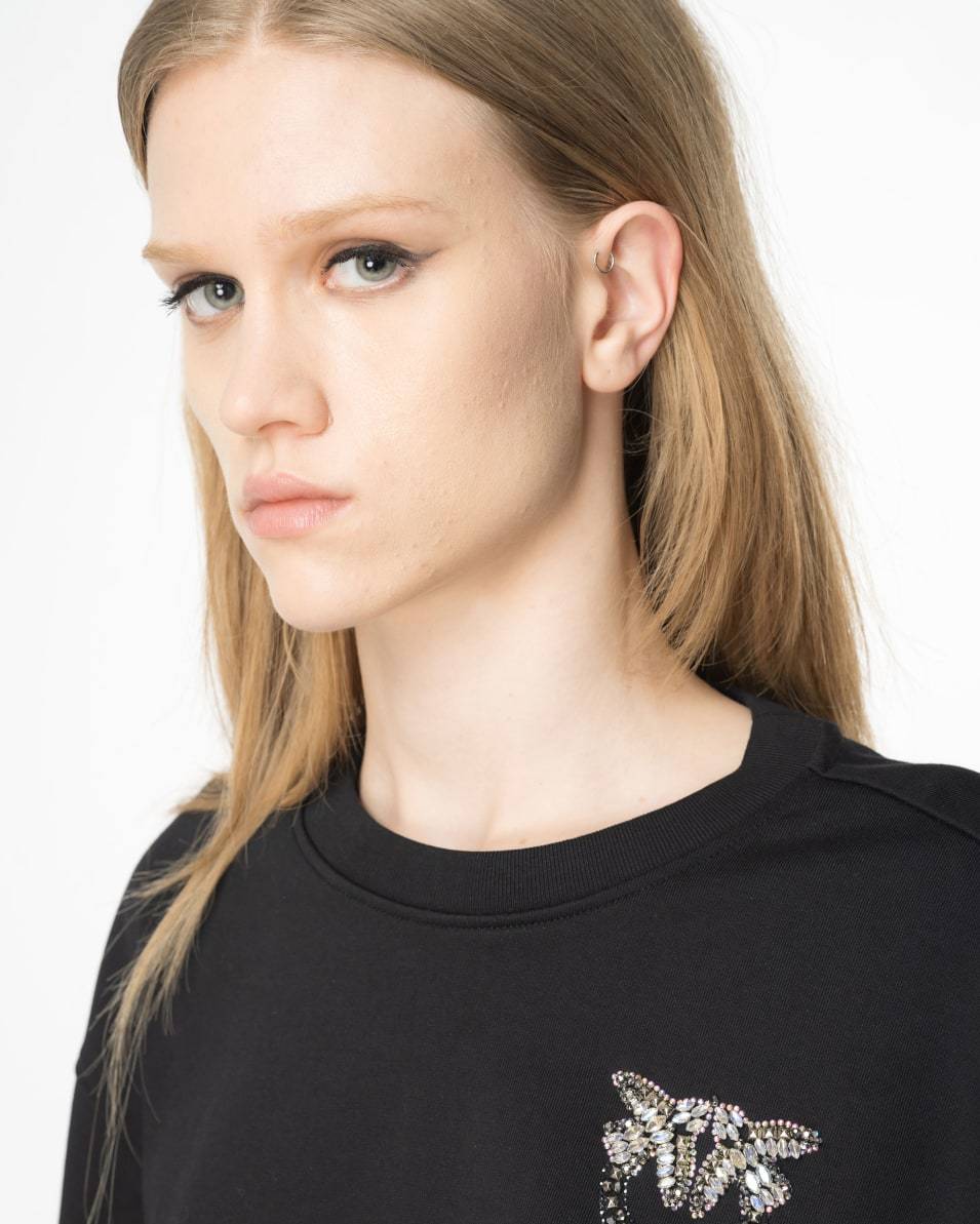 Pinko Boxy-Sweatshirt Love-Birds-Stickerei Outlet