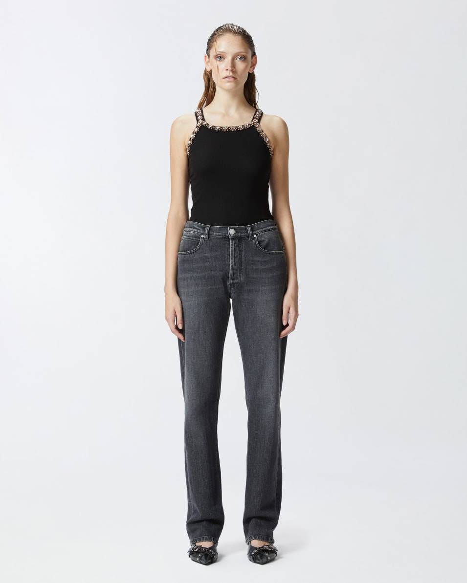Pinko Gerade Jeans aus dunkelgrauem Denim Jubiläumsangebot