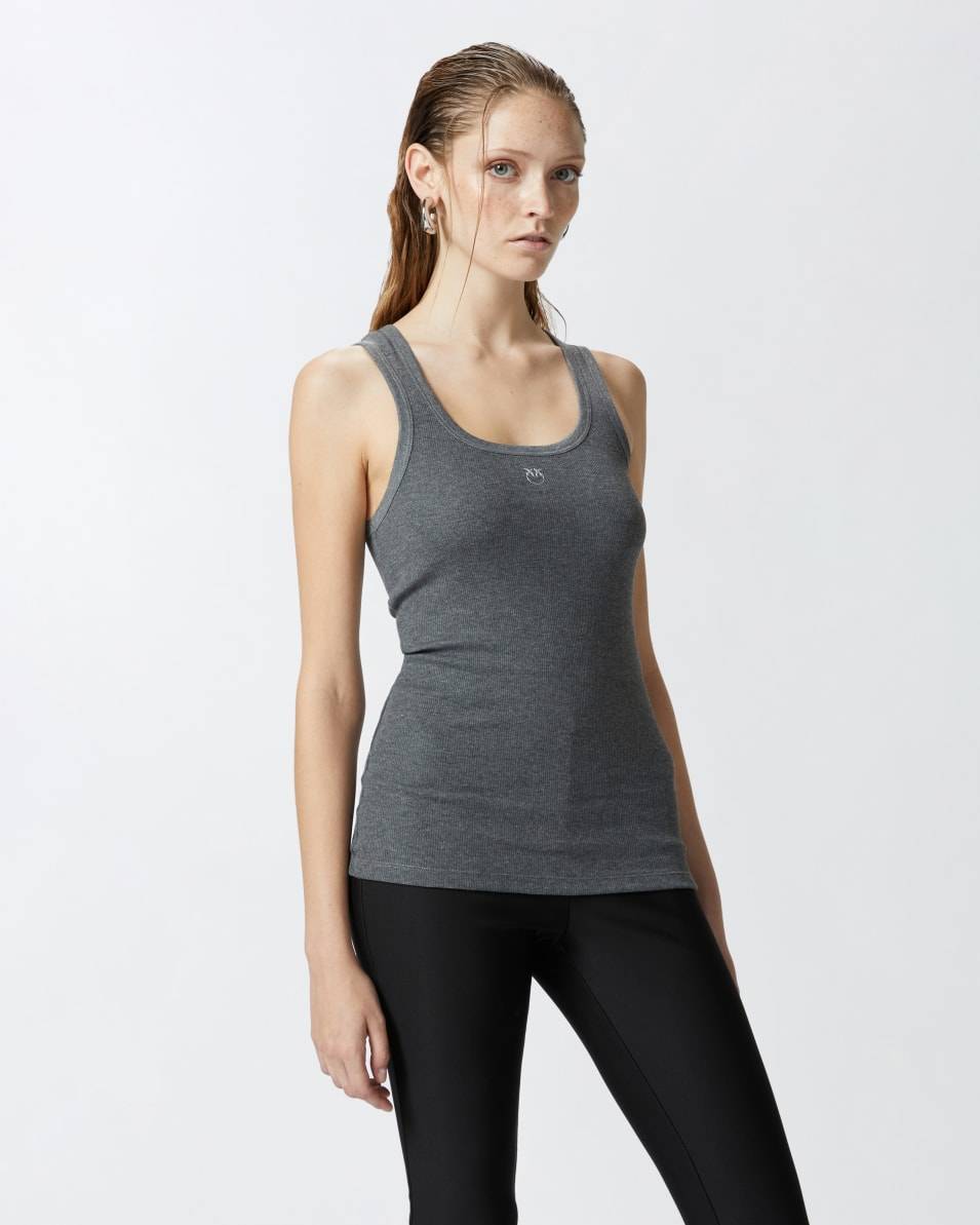 Pinko Geripptes Tanktop mit Logo Heißer Verkauf
