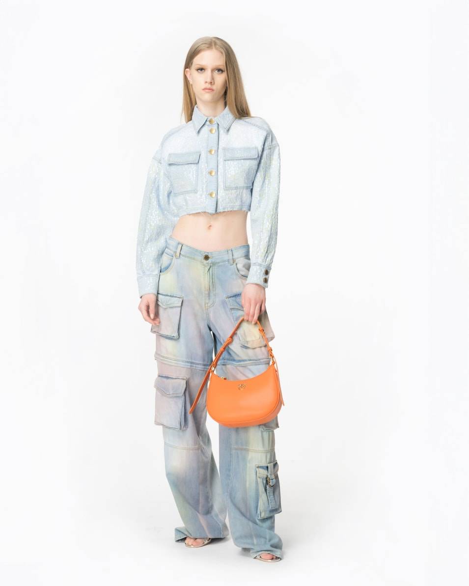 Pinko Cropped-Jeansjacke mit Pailletten Hotsell