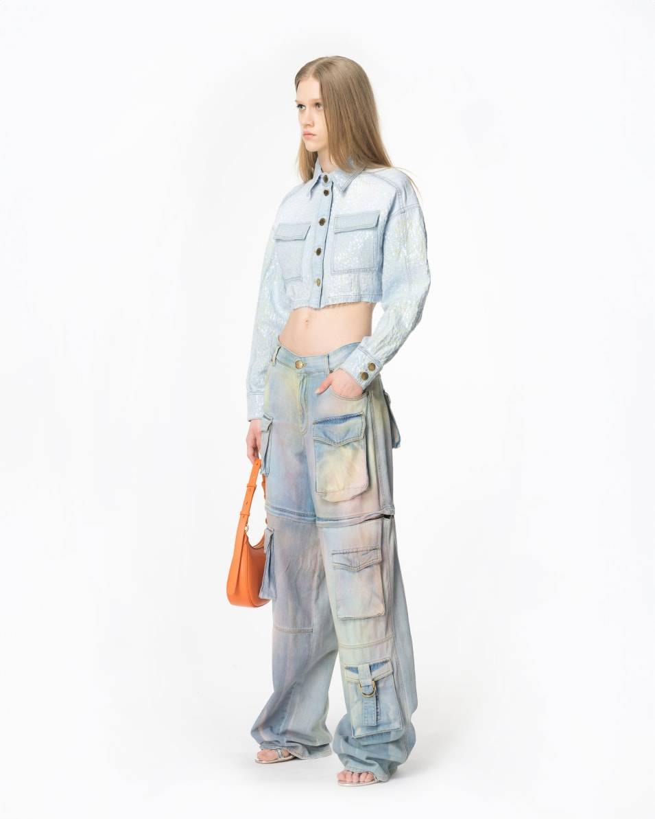 Pinko Cropped-Jeansjacke mit Pailletten Hotsell
