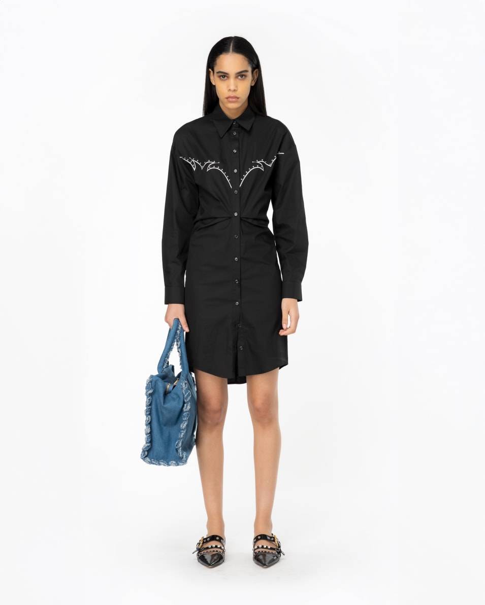 Pinko Mini-Hemdblusenkleid Stickerei im Rodeo-Stil Schlussverkauf