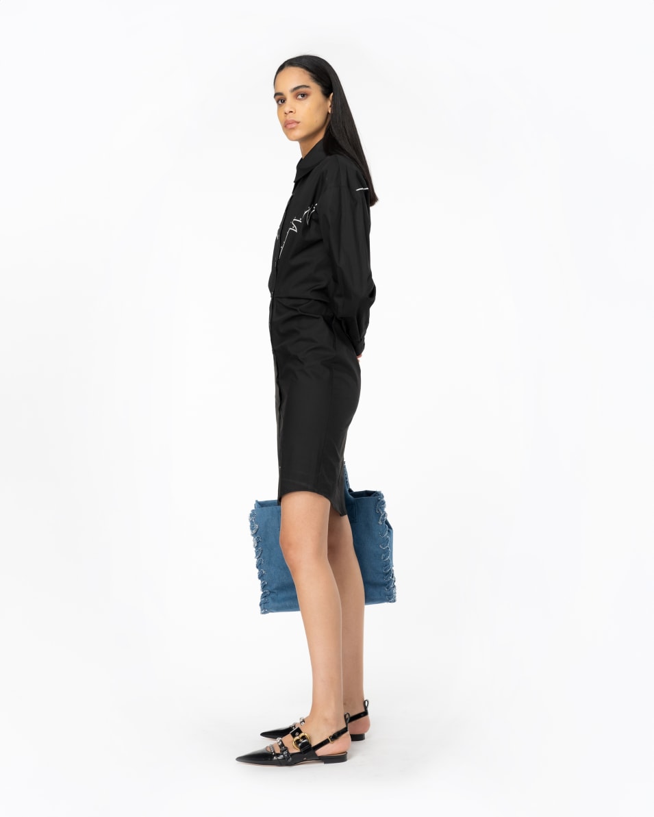 Pinko Mini-Hemdblusenkleid Stickerei im Rodeo-Stil Schlussverkauf