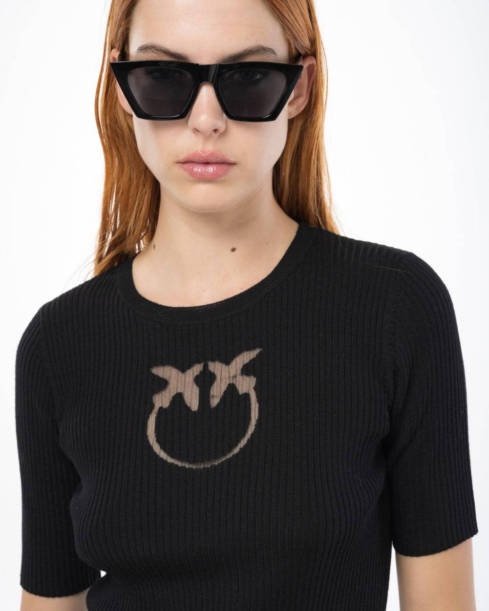 Pinko Halbarmpullover mit Logo aus Wolle Günstiger Verkauf