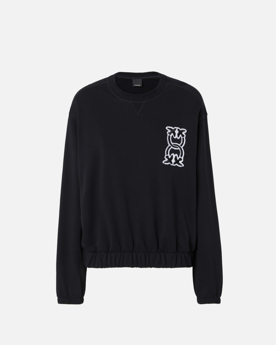 Pinko Rundhals-Sweatshirt mit Love Birds Monogram-Patch Saisonschlussverkauf
