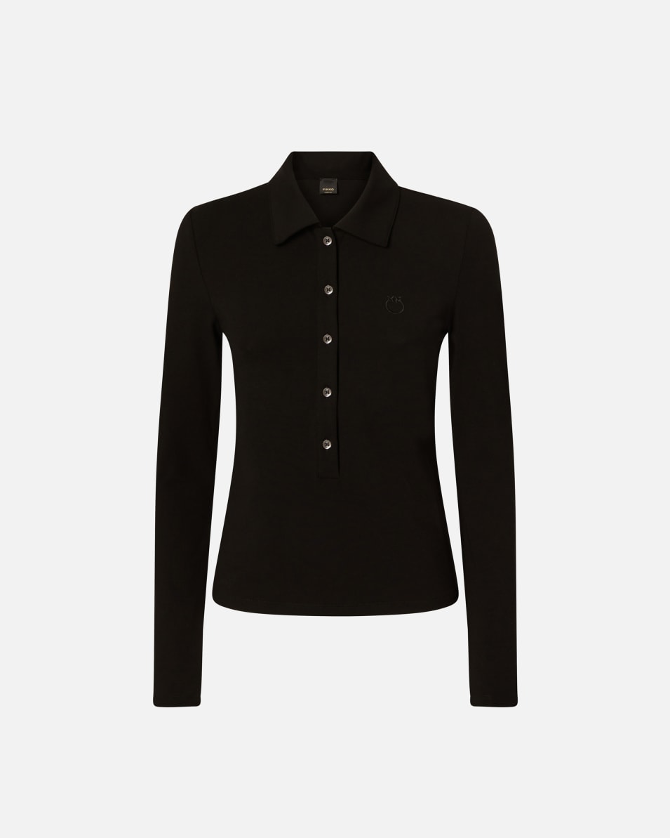 Pinko Langarm-Poloshirt mit Logostickerei Valentinstagsangebot