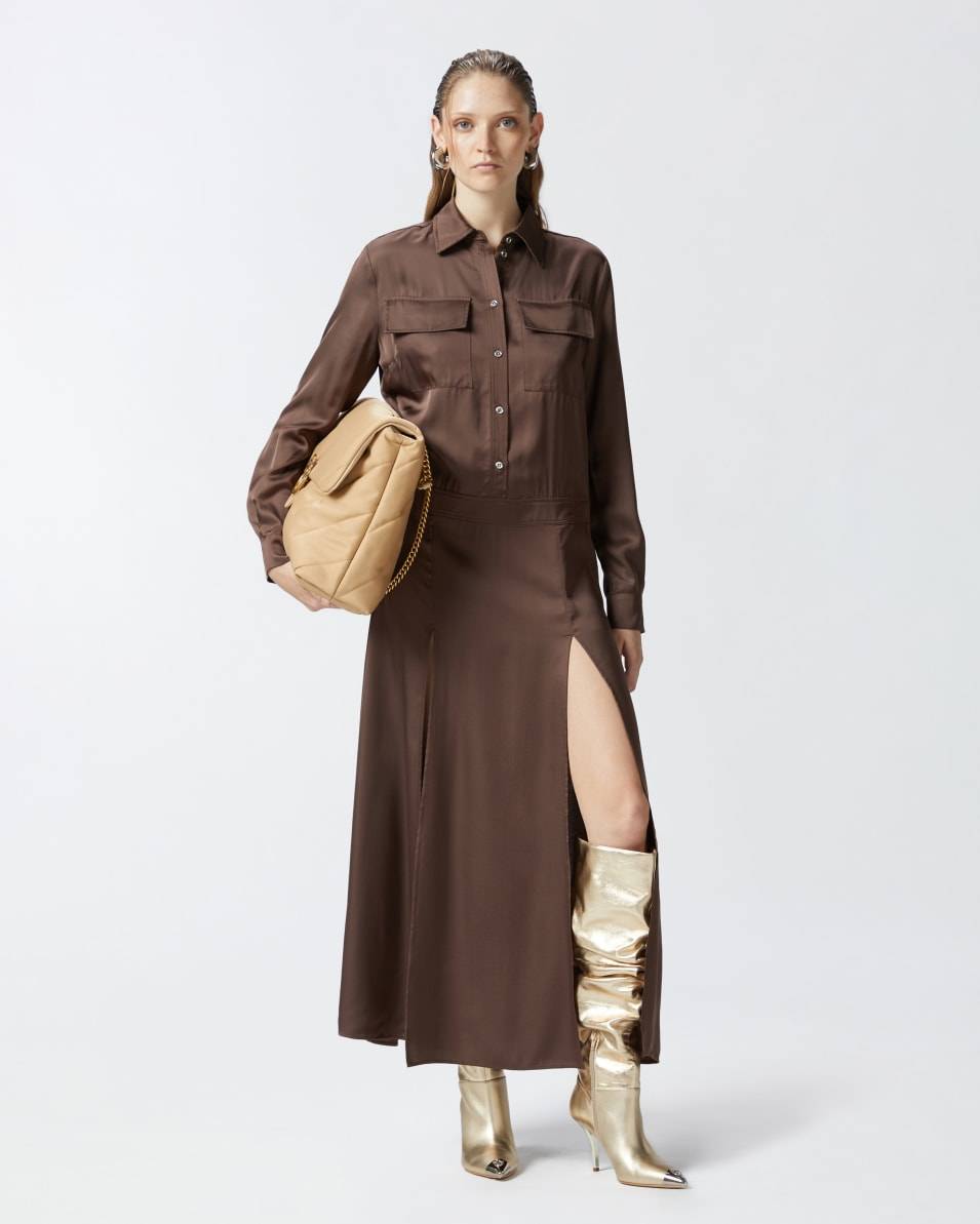 Pinko Langes Kleid aus Satin Lagerräumung