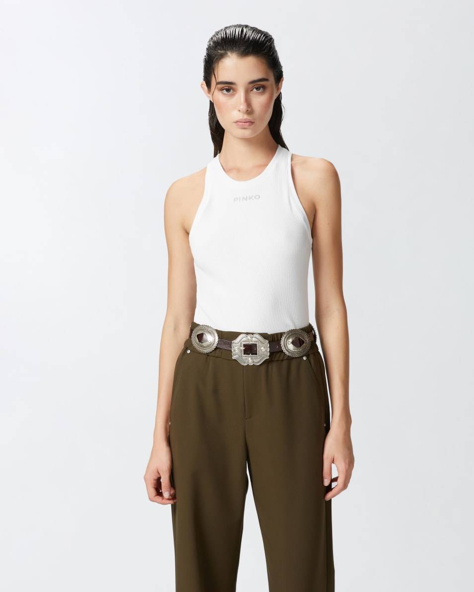 Pinko Rippen-Tanktop mit Logo Blitzangebot