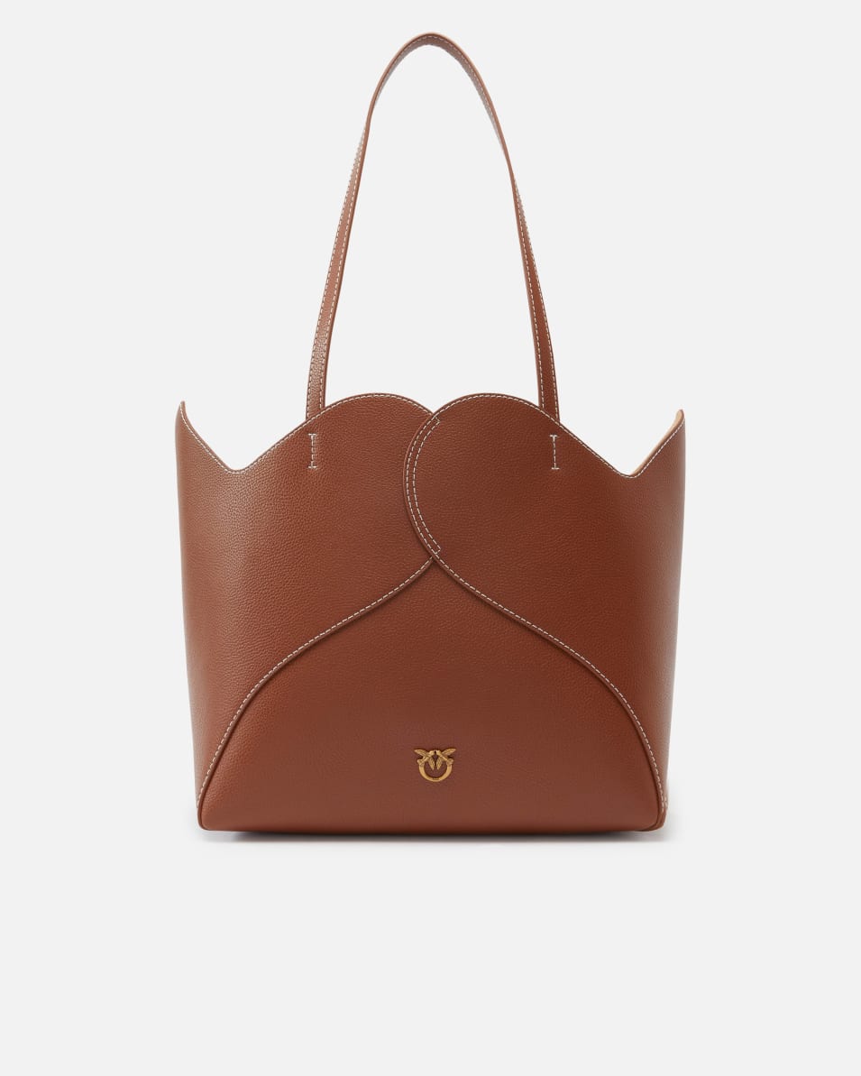 Pinko Große Shopper-Tasche aus Leder mit Herz-Design VIP-Rabatte