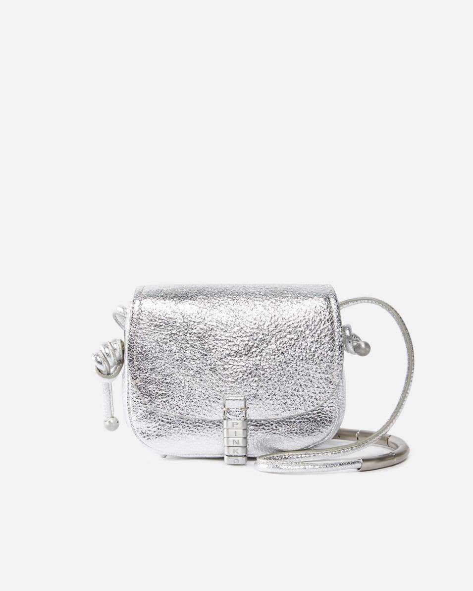 Pinko Mikro-Umhängetasche im Saddle-Bag-Stil aus laminiertem Leder Begrenzte Freigabe