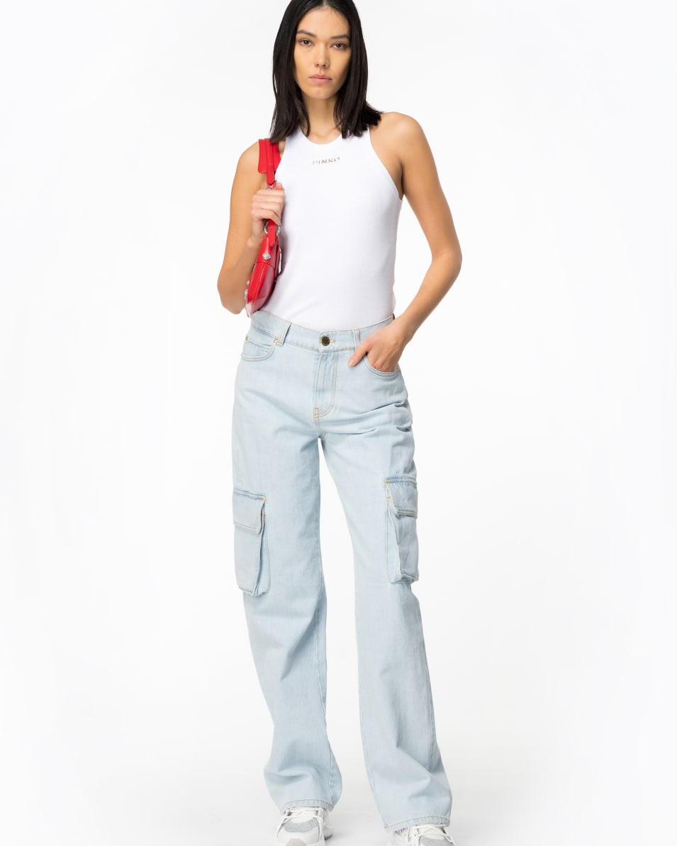 Pinko Geripptes Top mit Logo Fabrikladen