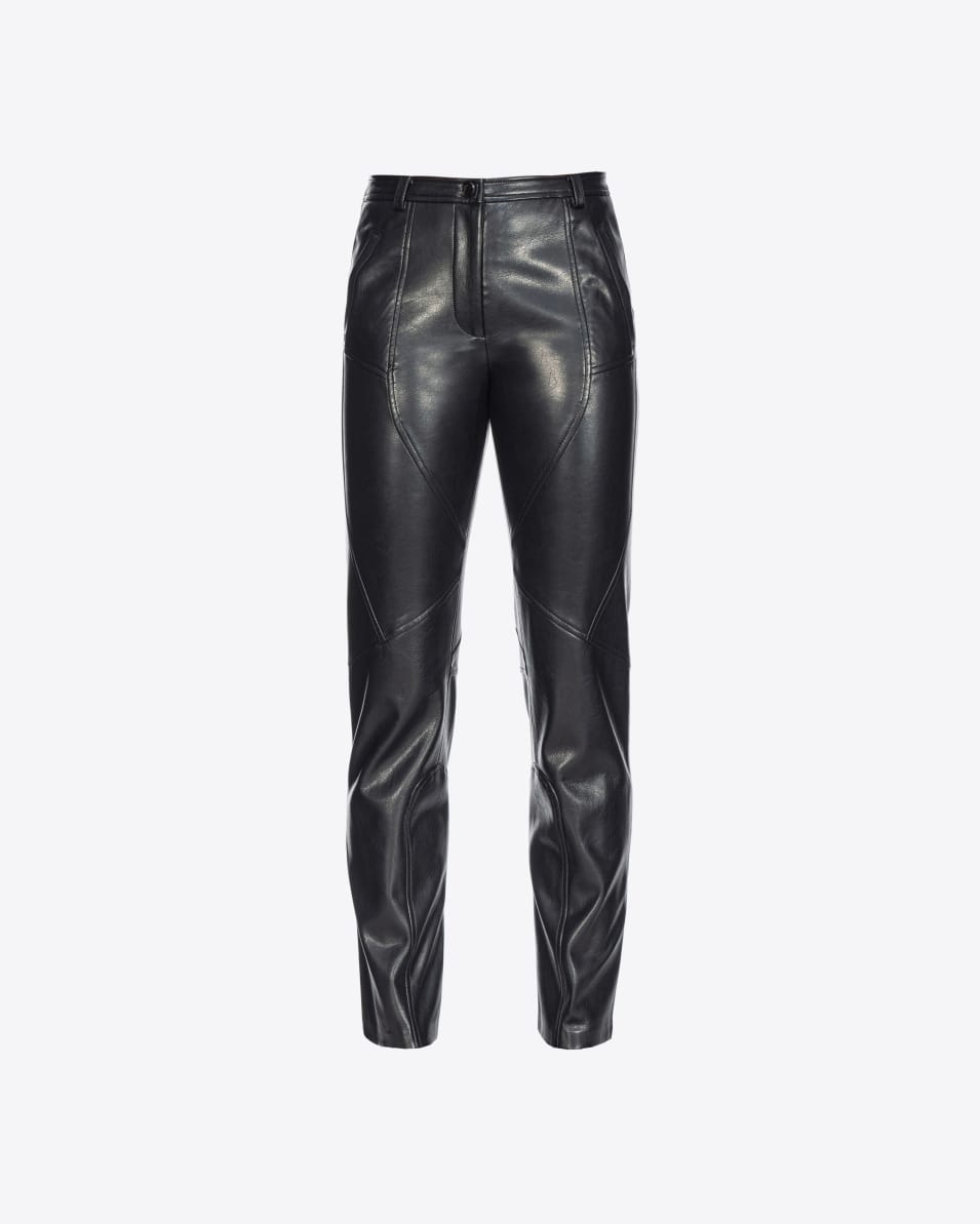 Pinko Hose in geknitterter Lederoptik
