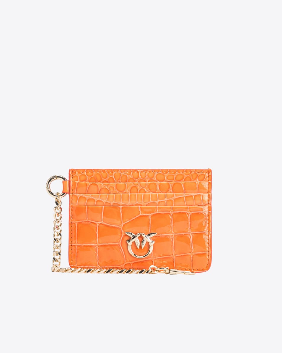 Pinko Buntes glänzendes Leder-Kartenetui mit Kroko-Prägung PINKO Galleria Exklusive Angebote