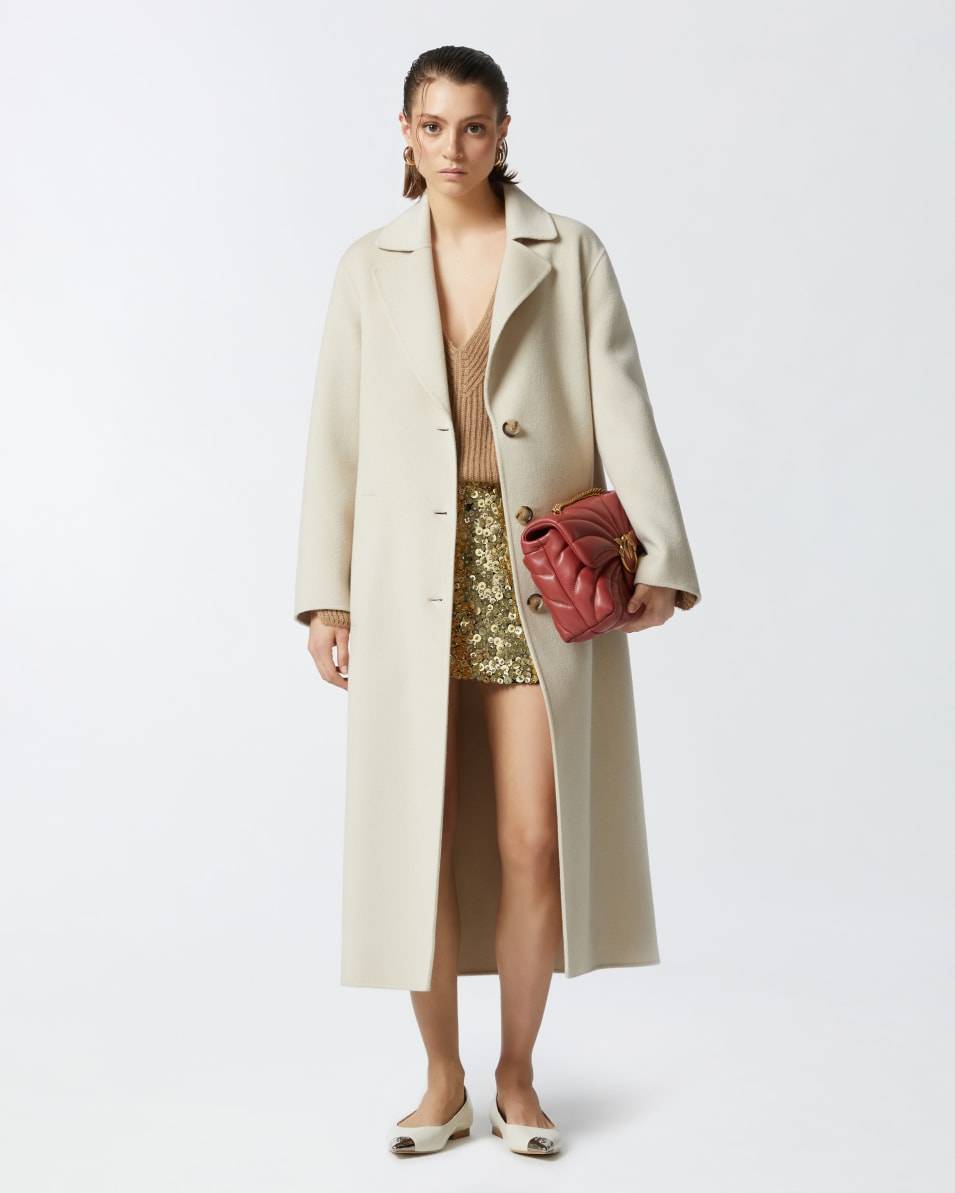 Pinko Langer Mantel mit Gürtel aus Double-Wollstoff Letzte 3 Tage